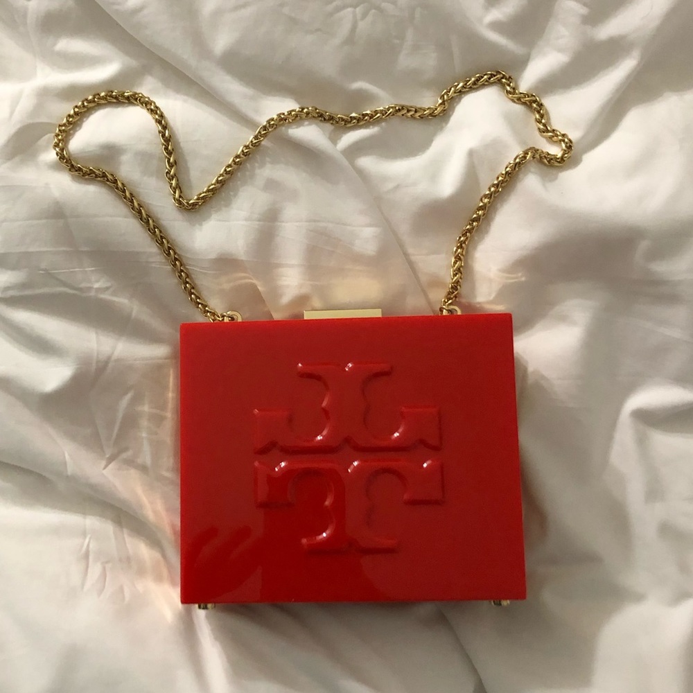Tory Burch red gold chain box bag